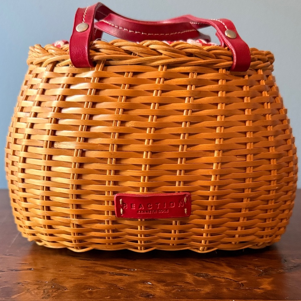 Kenneth Cole Reaction Tan and Red Woven Mini Bag